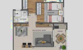 Imagem 2: Apartamento com 2 dormitórios à venda, 60 m² por R$ 364.000,00 - Jardim Paraíso - São José