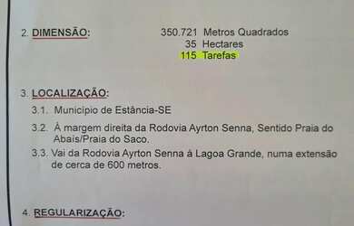 Imagem 3: Área com 40 tarefas entre Abais e Praia do Saco