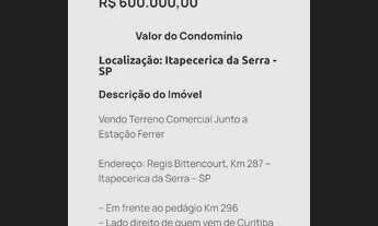 Imagem 3: Terreno comercial em itapecirica da serra 1.895m. 600.000