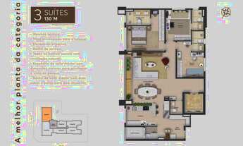Imagem 3: ELEV MARISTA Apartamento com 3 Quarto(s) e 3 banheiro(s) à Venda, 126.6 por R$ 1.100.000 n