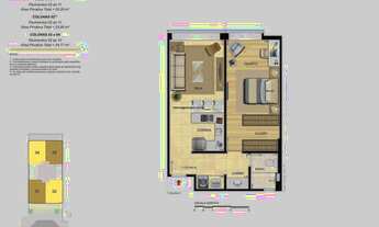 Imagem 4: Centro em construção Residencial Inválidos sala/quarto 53m2