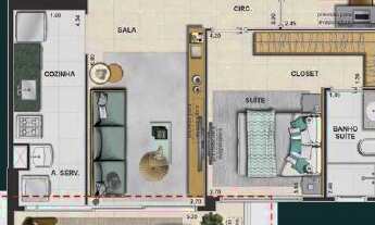 Imagem 7: Apartamento para venda possui 79 metros quadrados com 2 quartos