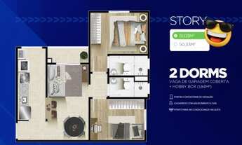 Imagem 3: Apartamento para venda possui 51 metros quadrados com 2 quartos