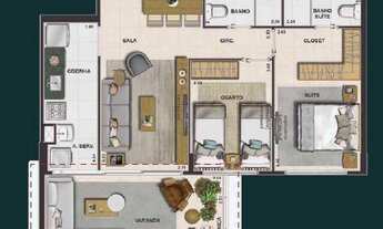 Imagem 6: Apartamento para venda tem 79 metros quadrados com 2 quartos