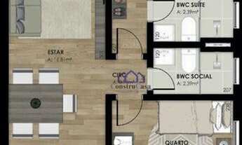 Imagem 2: Apartamento com 2 dormitórios à venda, 58 m² por R$ 289.628,04 - Fazenda Velha - Araucária