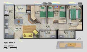 Imagem 2: Apartamento para Venda em Palhoça, Centro, 3 dormitórios, 1 suíte, 2 banheiros, 1 vaga