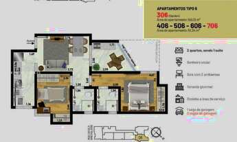Imagem 7: Apartamento 2 Quartos para Venda em Juiz de Fora, Santa Catarina, 2 dormitórios, 1 suíte