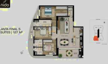 Imagem 2: Opus Nido R$ 100 mil Abaixo da Construtora Apartamento Alto Padrão 3 suítes 127m² Reserva