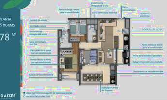 Imagem 2: Apartamento para venda com 78 metros com 3 quartos e 1 suite