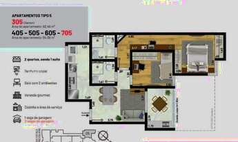 Imagem 6: Apartamento 2 Quartos para Venda em Juiz de Fora, Santa Catarina, 2 dormitórios, 1 suíte