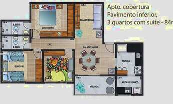 Imagem 3: Cobertura para Venda em Juiz de Fora, Nova Era, 3 dormitórios, 1 suíte, 2 banheiros, 1 vag