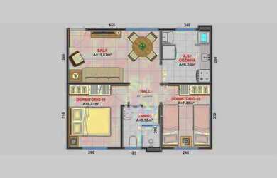 Imagem 7: Apartamento com 2 quartos à venda, 43 m² por R$ 189.500 - Portal do Vale - Uberlândia/MG