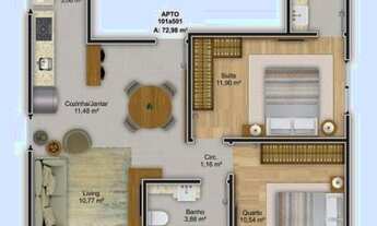 Imagem 6: Apartamento à venda, 72 m² por R$ 335.072,68 - Pagani - Palhoça/SC