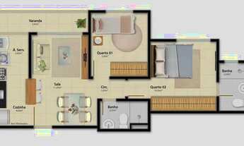 Imagem 6: LIA-Apartamento 50M² com 2 quartos, suíte e varanda em Jardim Tropical - Serra - ES