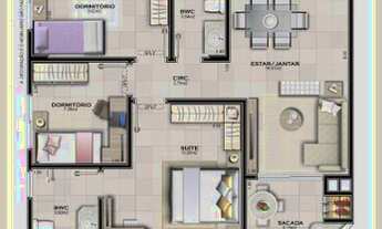 Imagem 3: Apartamento com 3 dormitórios sendo 1 suíte - Estreito - Florianópolis/SC