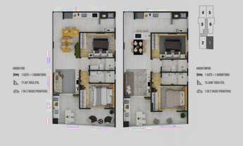 Imagem 4: Empreendimento com unidades de 77 metros quadrados com 2 quartos no Forte - Praia Grande