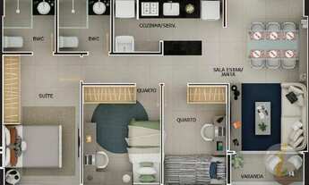 Imagem 2: Apartamento com 2 dormitórios à venda, 62 m² por R$ 546.663,27 - Cabo Branco - João Pessoa