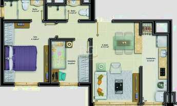 Imagem 4: Apartamento para Venda - 57.72m², 2 dormitórios, sendo 1 suites, 1 vaga - Santo Antonio