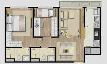 Imagem 7: Apartamento para Venda - 57.57m², 2 dormitórios, sendo 1 suites, 1 vaga - Azenha