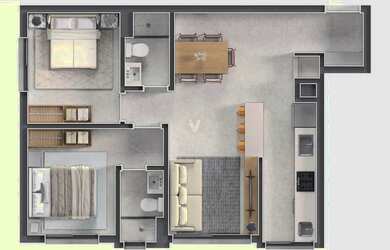 Imagem 4: Apartamento de 2 dormitórios à venda, vaga, localizado no Cascais Soft Living!