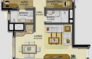 Imagem 3: Apartamento para Venda - 71.85m², 2 dormitórios, sendo 1 suites, 2 vagas - Petrópolis