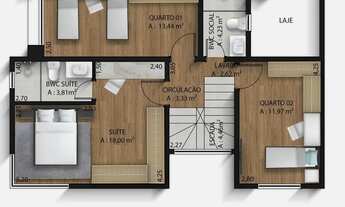 Imagem 3: Sobrado para venda possui 145 metros quadrados com 3 quartos em Portão - Curitiba - PR