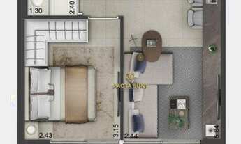 Imagem 4: Apartamento com 1 dormitório, sala, cozinha, banheiro, 1 vaga, à venda, 43 m² por R$ 595.0