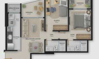 Imagem 5: Apartamento à venda 2 Quartos, 1 Suite, 1 Vaga, 58.27M², PRAIA DE ITAPARICA, VILA VELHA