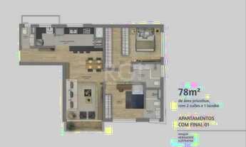 Imagem 6: Apartamento para Venda - 78.77m², 2 dormitórios, sendo 2 suites, 2 vagas - Rio Branco