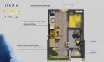 Imagem 2: Studio com 1 dormitório, sala, varanda, cozinha, banheiro, à venda, 21 m² por R$ 501.000