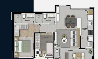 Imagem 3: Edifício Arch - Apto 100 M²,3 Quartos, 1 Suíte no Boa Vista 2 vagas