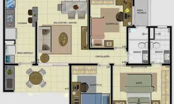 Imagem 6: Piazza di Fiori 79m² 3 quartos 2 vagas no Bairro Flores. Confira a descrição