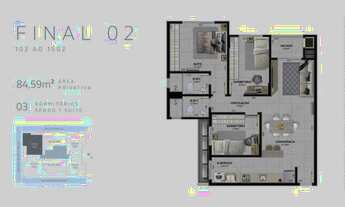Imagem 7: Apartamento para venda possui 83 metros quadrados com 3 quartos em Centro - Criciúma - SC