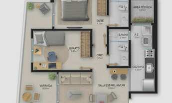 Imagem 7: Apartamento à venda 2 Quartos, 1 Suite, 1 Vaga, 58.27M², PRAIA DE ITAPARICA, VILA VELHA