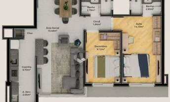 Imagem 2: Apartamento com 2 dormitórios à venda, 70 m² por R$ 583.990,00 - Cristo Redentor - Porto A