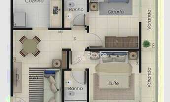 Imagem 2: Apartamento com 2 dormitórios à venda, 60m² por R$ 315.000 - Santa Mônica - Uberlândia/MG