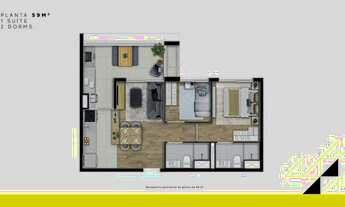 Imagem: Apartamento para venda tem 59 metros quadrados