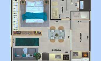 Imagem 5: Apartamento (Loft), com 1 quartos e 1 banheiros à Venda, 34 m² em Ubatuba/SP