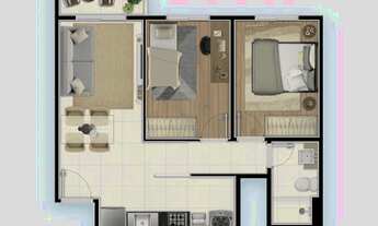 Imagem 4: Apartamento para venda possui 50 metros quadrados com 2 quartos