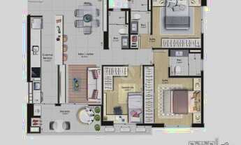 Imagem 5: Apartamento com 3 dormitórios 2 Suítes 1 Lavabo com 127,90 m² no Bairro Campinas - São Jos
