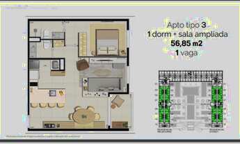 Imagem 3: Apartamento com 1 dormitório + sala ampliada à venda, 56 m² por R$ 513.356 - Jardim Vivend