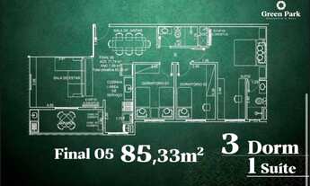 Imagem 4: 84m² - 3 dormitórios / Churrasqueira a carvão / Cotas de Apartamento no Parque Industrial