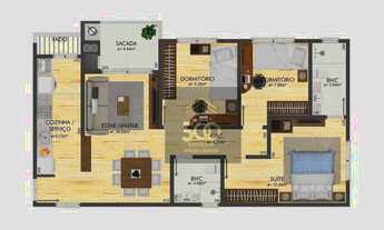 Imagem 2: Apartamento com 3 dormitórios à venda, 79 m² por R$ 380.000,00 - Centro - São José/SC