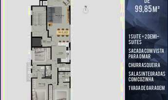 Imagem 7: Apartamento para venda com 99 metros quadrados com 3 quartos em Itacolomi - Balneário Piça