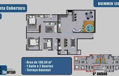 Imagem 4: COBERTURA no COSTA E SILVA com 3 quartos para VENDA, 121 m²