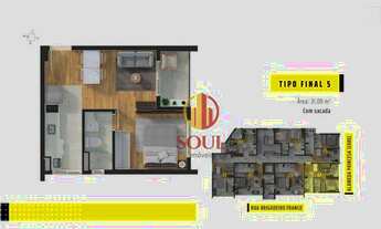 Imagem 4: Apartamento com 1 dormitório à venda, 31 m² por R$ 375.393,00 - Mercês - Curitiba/PR