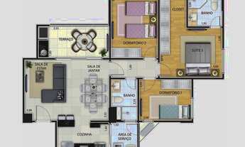 Imagem 7: Apartamento com 3 dormitórios 1 suíte à venda, 84 m² por R$ 800.000 - Loteamento Mogilar