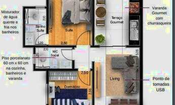 Imagem 3: Apartamento com 2 dormitórios à venda, 46 m² por R$ 290.000,00 - Vila Pires - Santo André