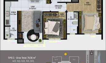 Imagem 7: Apartamento com 2 dormitórios sendo um suíte a 100 metros do mar à venda, 79 m² por R$ 540