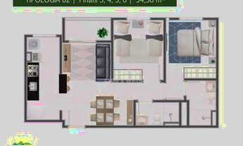 Imagem 2: Apartamento em lançamento com 2 dormitórios à venda, 54 m² por R$ 204.000 - Jardim Cherves